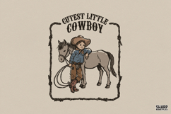 Cutest Little Cowboy, Summer Western Trendy Boy And Pony Product Image 1