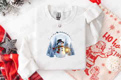 Snowman Lantern Christmas Tshirt Design Winter Holiday Art Product Image 2