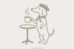 Dachshund Dog PNG Coffee Clipart, French Cafe Art, Product Image 1