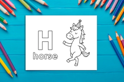 Letter H Coloring Page, Horse Printable Design for Kids Product Image 1