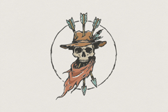 Cowboy Skull PNG, Western Hat Skeleton Art, Arrow Scarf Product Image 1
