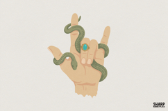 Snake Hand PNG, Boho Occult Sign, Mystical Rock On Symbol, Product Image 1