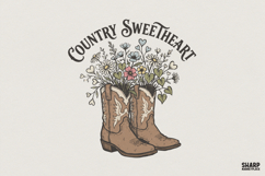 Country Sweetheart PNG, Floral Western Boots Design, Cute Product Image 1