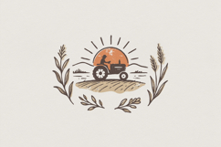 Vintage Tractor PNG, Retro Farm Sunset PNG Design, Rustic Product Image 1
