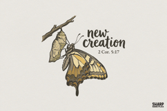 New Creation PNG, Butterfly Christian Shirt, 2 Cor 5:17 Product Image 1