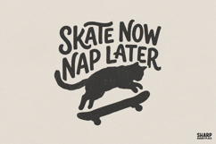 Skate Now Nap Later PNG, Funny Cat Lover Digital Design, Product Image 1
