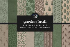 Green Kraft Seamless Patterns - 16 JPEG Patterns Product Image 1