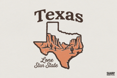Texas Lone Star State PNG, Retro Western Texas Design Product Image 1