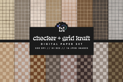 Checker &amp; Grid Kraft Seamless Patterns - 16 JPEG Patterns Product Image 1