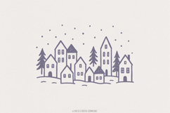 Minimalist Winter Village PNG, Hand Drawn Christmas Village Product Image 1