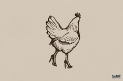 Vintage Hen Sketch, Summer Western Trendy Farm Art, Shirt Product Image 1