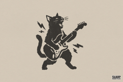 Rocking Cat Trendy PNG, Shirt PNG, Funny PNG, Black Guitar Product Image 1