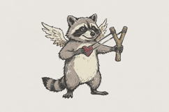 Raccoon With Wings PNG, Cute Animal Clipart, Holding Heart Product Image 1
