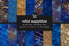 16 Blue &amp; Gold Luxury Safari Seamless Patterns Product Image 1