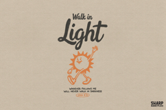 Walk In Light Christian Sunshine Graphic, Trendy PNG For Product Image 1