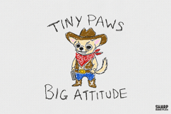 Tiny Paws Big Attitude PNG, Funny Chihuahua Cowboy Art, Product Image 1