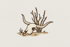 Longhorn Skull PNG, Desert Cow Skull Art Printable, Western Product Image 1