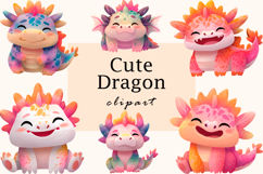 Cute Fairy Dragon Clipart, Sublimation Design PNG Product Image 1