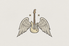 Guitar With Wings PNG, Angelic Music Clipart, Vintage Rock Product Image 1