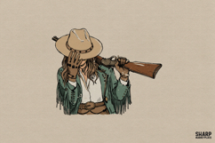 Western Cowgirl With Shotgun PNG, Western PNG, Trendy PNG, Product Image 1