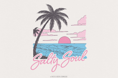 Retro Summer Salty Soul Png, Summer Shirt Designs, Digital Product Image 1