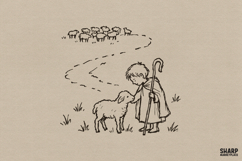 Vintage Shepherd And Lamb Illustration, Christian PNG Shirt Product Image 1