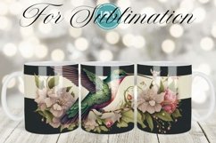 BIRD AND FLOWERS MUG SUBLIMATION DESIGN, MUG WRAP PNG Product Image 1