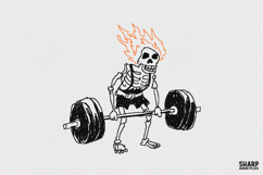Flaming Skull Weightlifter Workout Graphic, Trendy Shirt Product Image 1