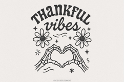 Thankful Vibes PNG Digital Download, Skeleton Heart Hands, Product Image 1