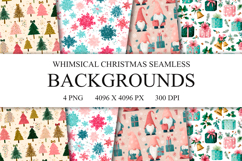 4 Whimsical Christmas Seamless Patterns, Xmas Digital Paper Product Image 1