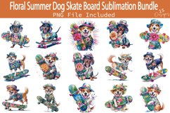 Floral Summer Dog Skate Board Sublimation Bundle Product Image 1