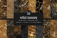 16 Black &amp; Gold Luxury Safari Seamless Patterns Product Image 1