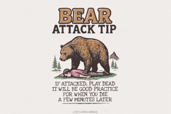 Bear Attack Tip PNG, If Attacked Play Dead, Funny Survival Product Image 1