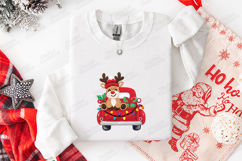 Reindeer in Red Truck SVG | Vintage Christmas Lights Art Product Image 3