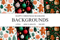 4 Happy Christmas Seamless Patterns, Xmas Digital Paper PNG Product Image 1