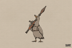 Funny Armed Goose Illustration With Hunting PNG Grit, Funny Product Image 1