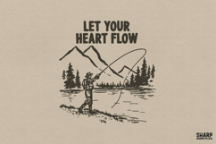 Let Your Heart Flow Fishing PNG Lake Scene, Camping PNG Product Image 1