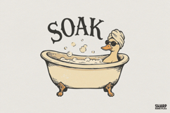 Soak PNG, Duck In Bathtub Relaxation, Cute Animal Design, Product Image 1