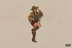 Fringe Jacket Cowgirl Boots PNG, Western PNG, Trendy PNG, Product Image 1
