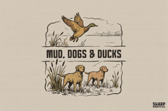 Mud, Dogs &amp; Ducks PNG, Hunting PNG, Trendy PNG, Flying Duck Product Image 1