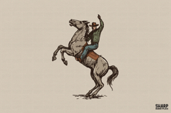 Rodeo Cowboy Horse PNG, Western PNG, Trendy PNG, Vintage Product Image 1