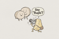 Say People PNG, Funny Cheese And Bagel Friends, Cute Food Product Image 1