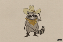 Western Raccoon Cowboy Illustration, Funny PNG Shirt Product Image 1