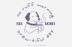 No Ruff morning Coffee png, Retro Illustration, Printable Product Image 1