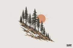 Mountain Pines PNG, Sun Nature Artwork, Retro Forest Shirt Product Image 1