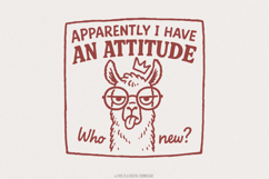 Apparently I Have An Attitude Llama PNG, Funny Attitude Product Image 1