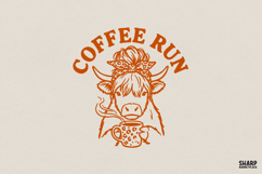 Coffee Run PNG, Funny Highland Cow Shirt Design, Farmhouse Product Image 1