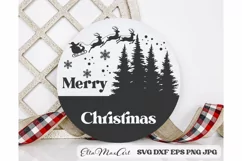 Merry Christmas SVG, Christmas Round Sign SVG, Door Hangers Product Image 1
