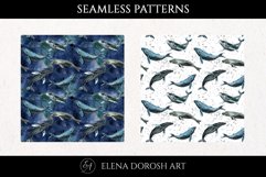 Watercolor star whales Tumbler Sublimation Set| Seamless Product Image 4