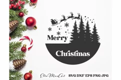 Merry Christmas SVG, Christmas Round Sign SVG, Door Hangers Product Image 2